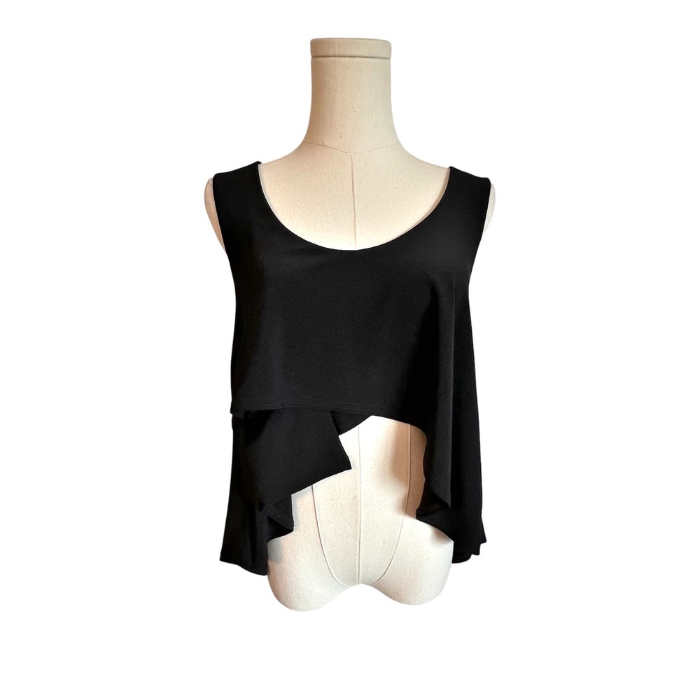 Sympli The Best Black Layered Asymmetrical Tank Top Sleeveless Scoop Neck Size S